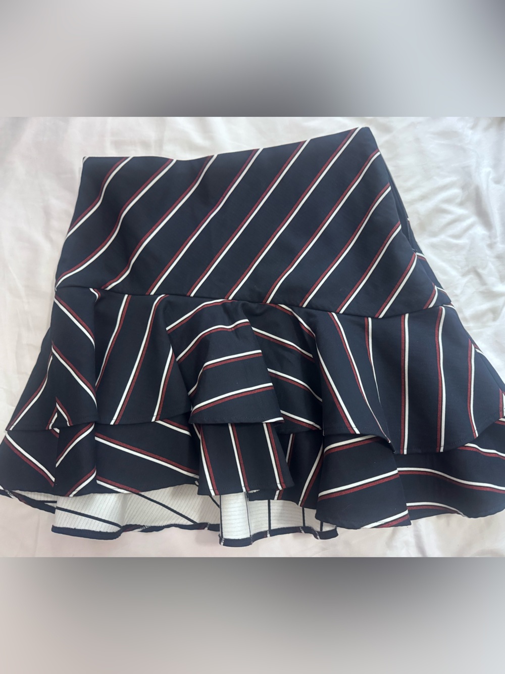 Express Navy flare Skirt with Red and White stripes. Very flattering! NWT Size 8